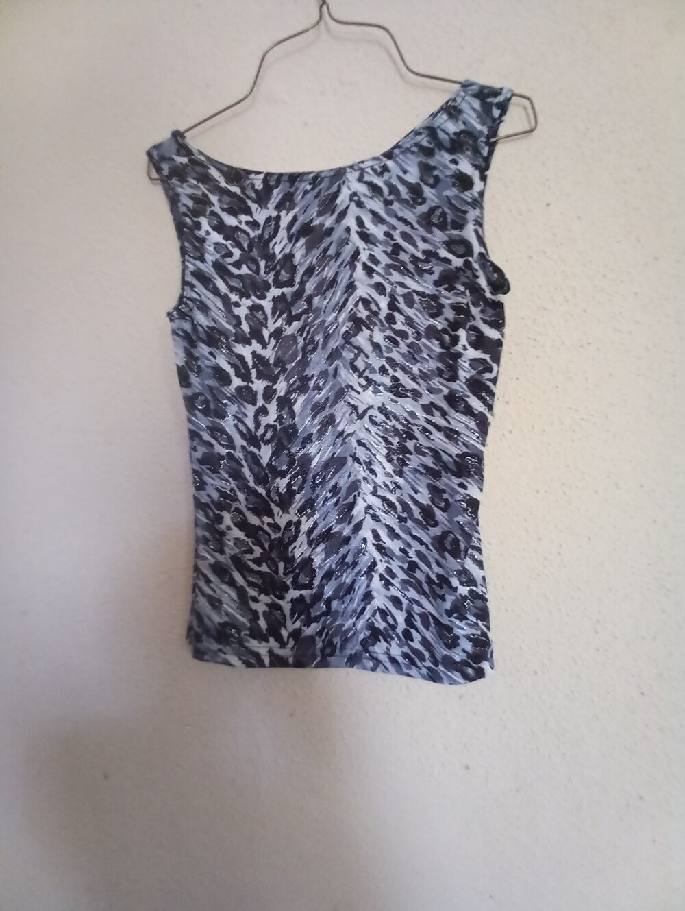 Sleeveless Animal Print Tank Top - Black & Gray